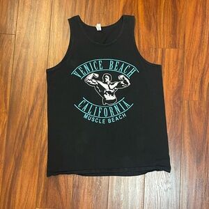 Venice Muscle Beach graphic Black Tank Top